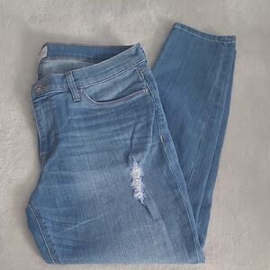 Hudson Krista Super Skinny Crop Jeans 31 Distressed Mid Rise Stretch Denim Y2K
